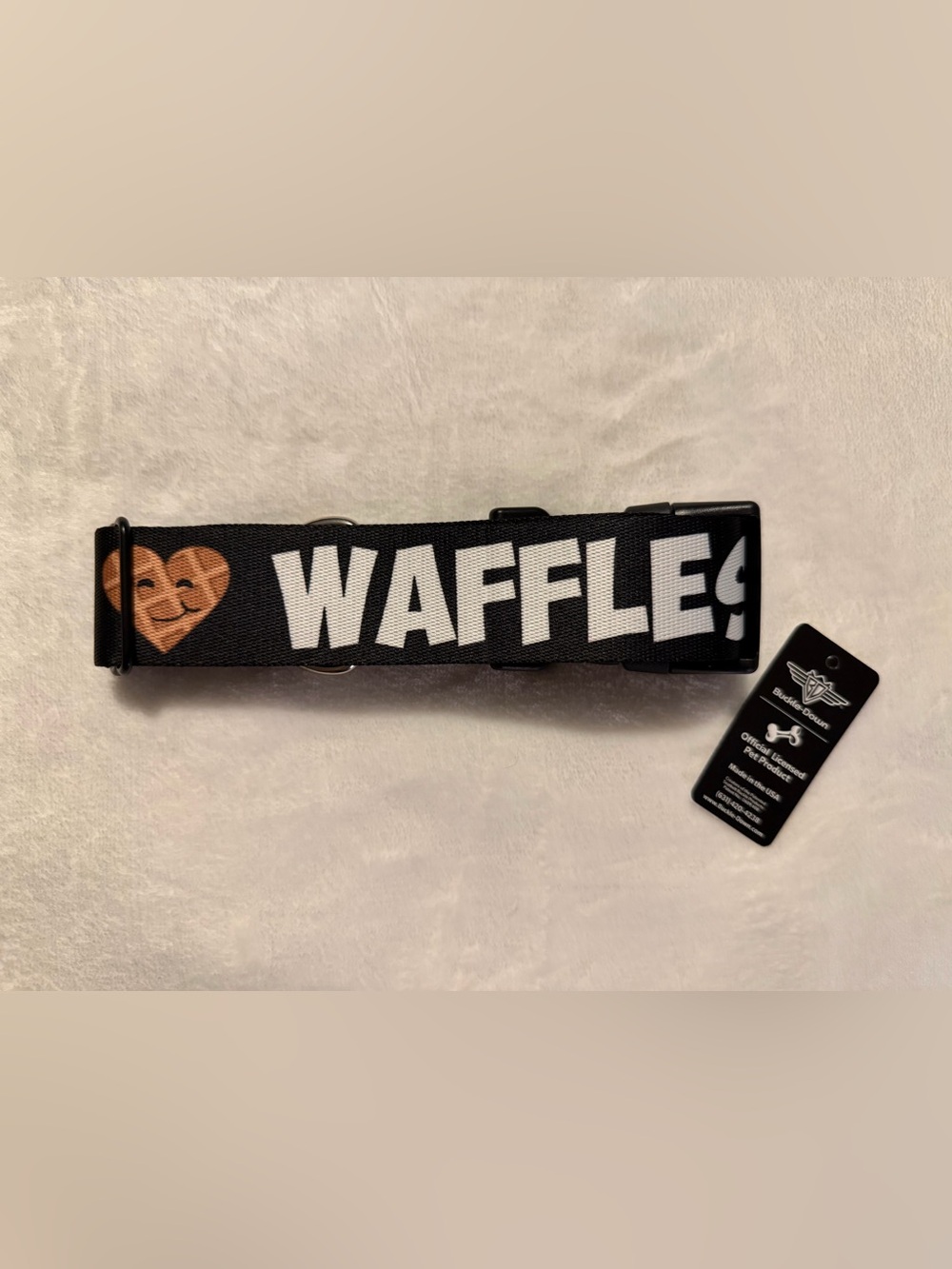 Buckle-Down  I Heart Waffles Collar 1.5" Wide - Fits 13-18" Neck - Small